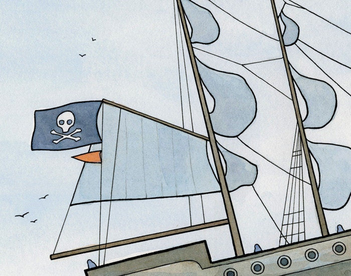 Pirate Ship Ocean Print