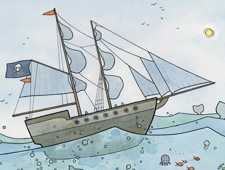 Pirate Ship Ocean Print