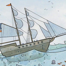 Pirate Ship Ocean Print