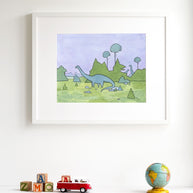Diplodocus Dinosaur Nursery Print