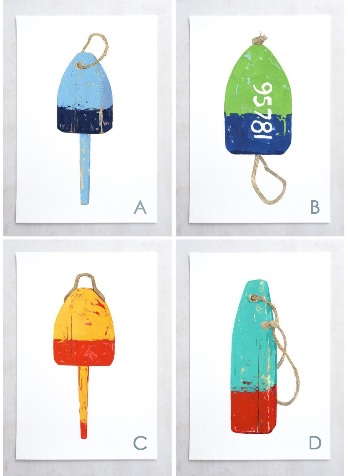 Lobster Buoy Print Set