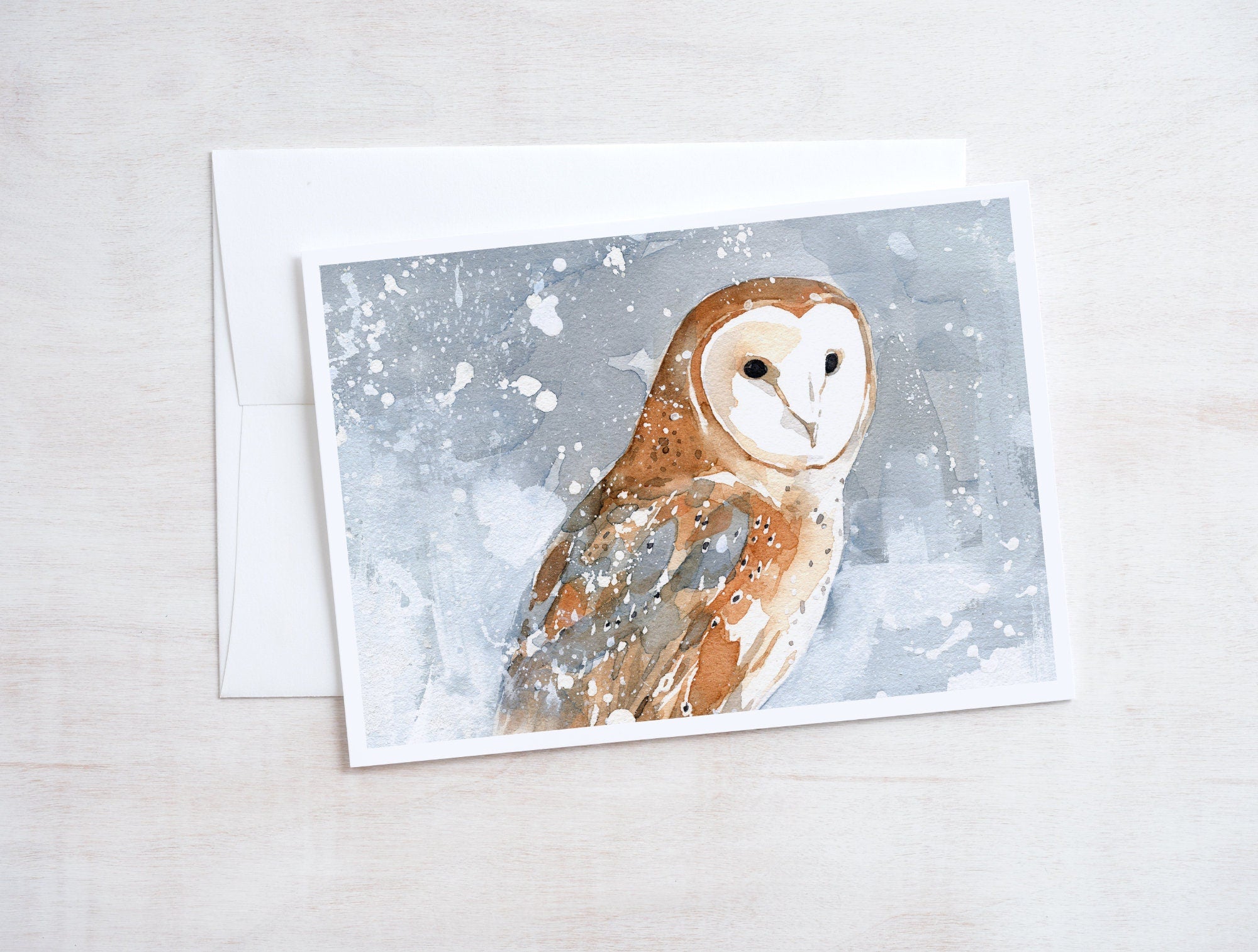 Barn Owl in Snow Card Set