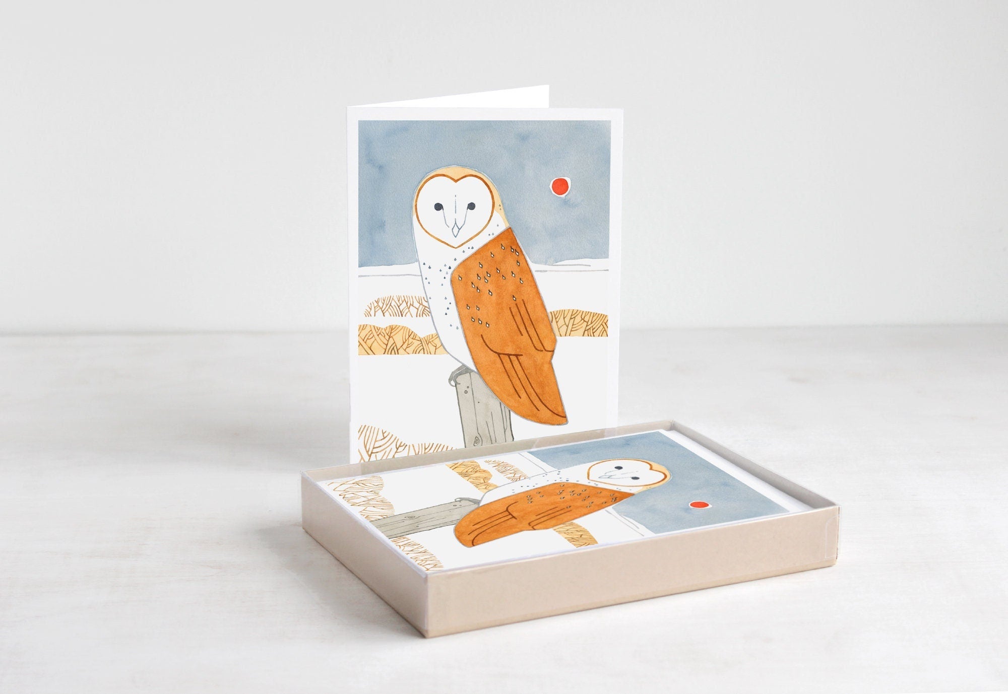 Barn Owl Christmas Card Set