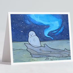 Snowy Owl Northern Lights Card
