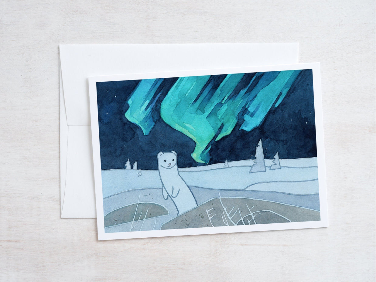 Ermine and Northern Lights Card