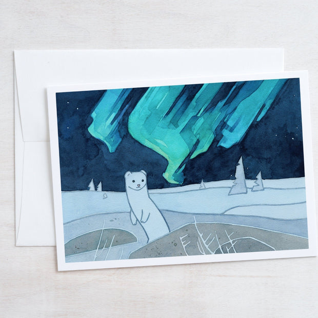 Ermine and Northern Lights Card