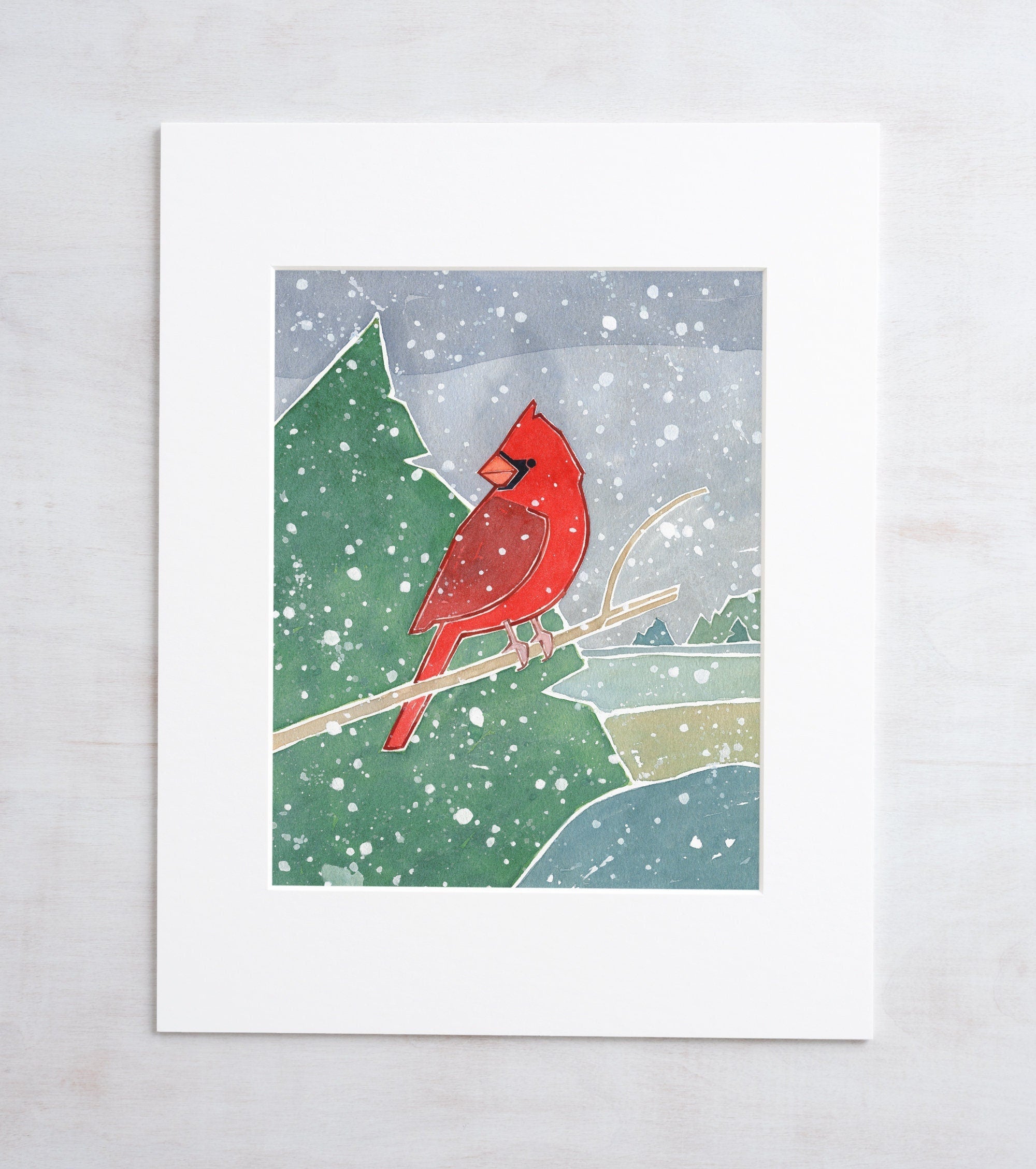 Red Cardinal Snow Print