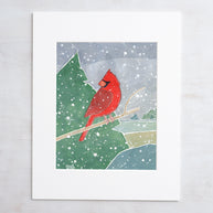 Red Cardinal Snow Print