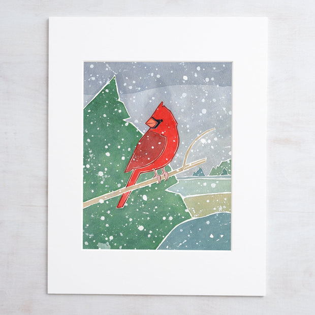 Red Cardinal Snow Print
