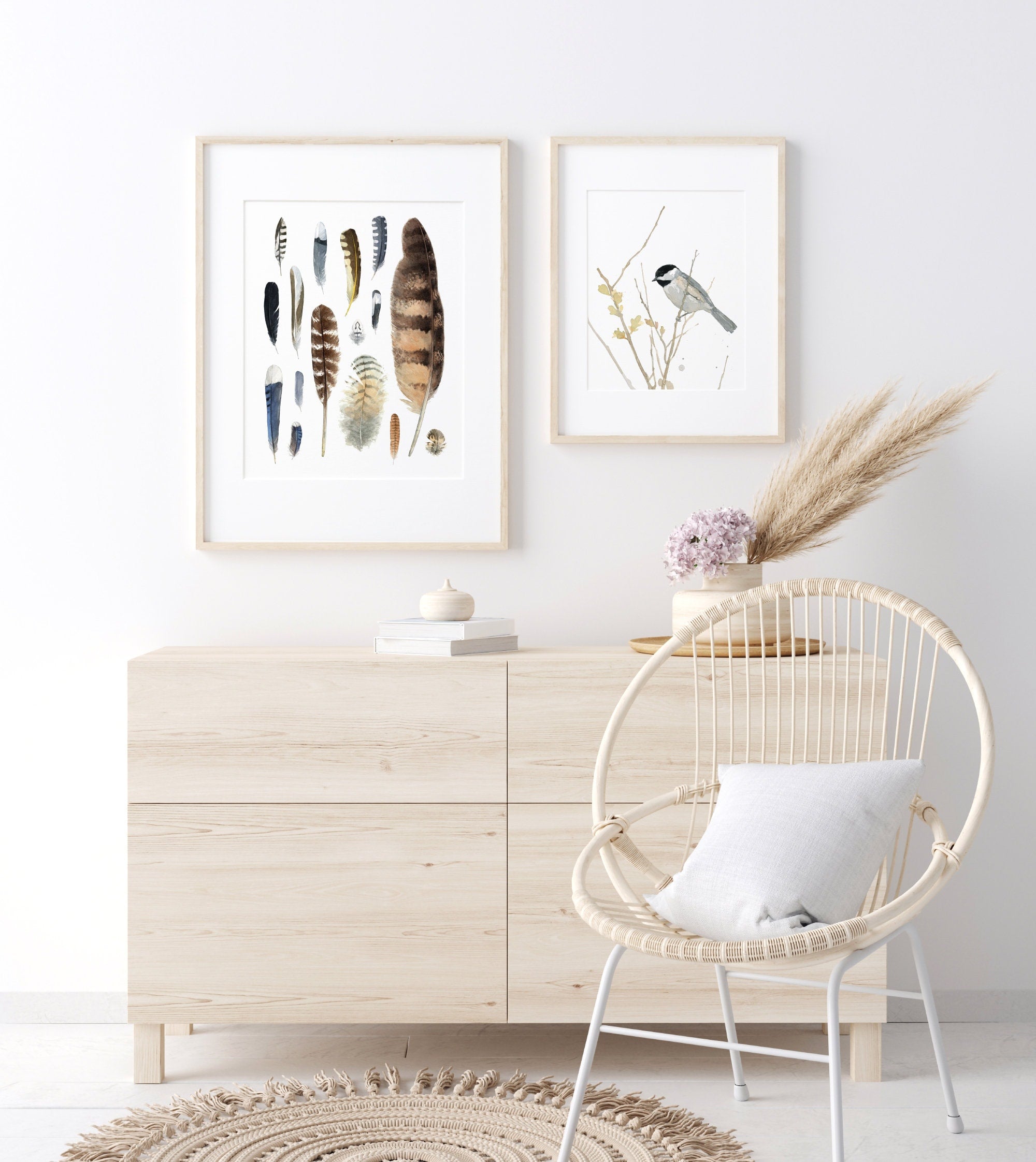 Chickadee On Branch Print