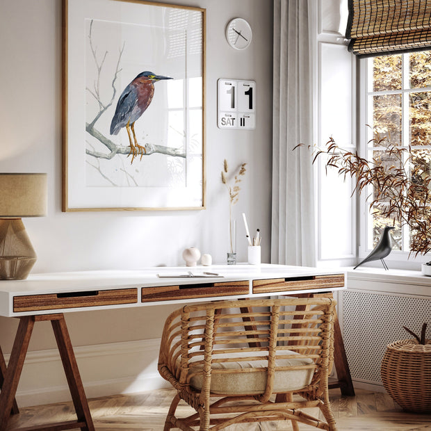 Green Heron Watercolor Print