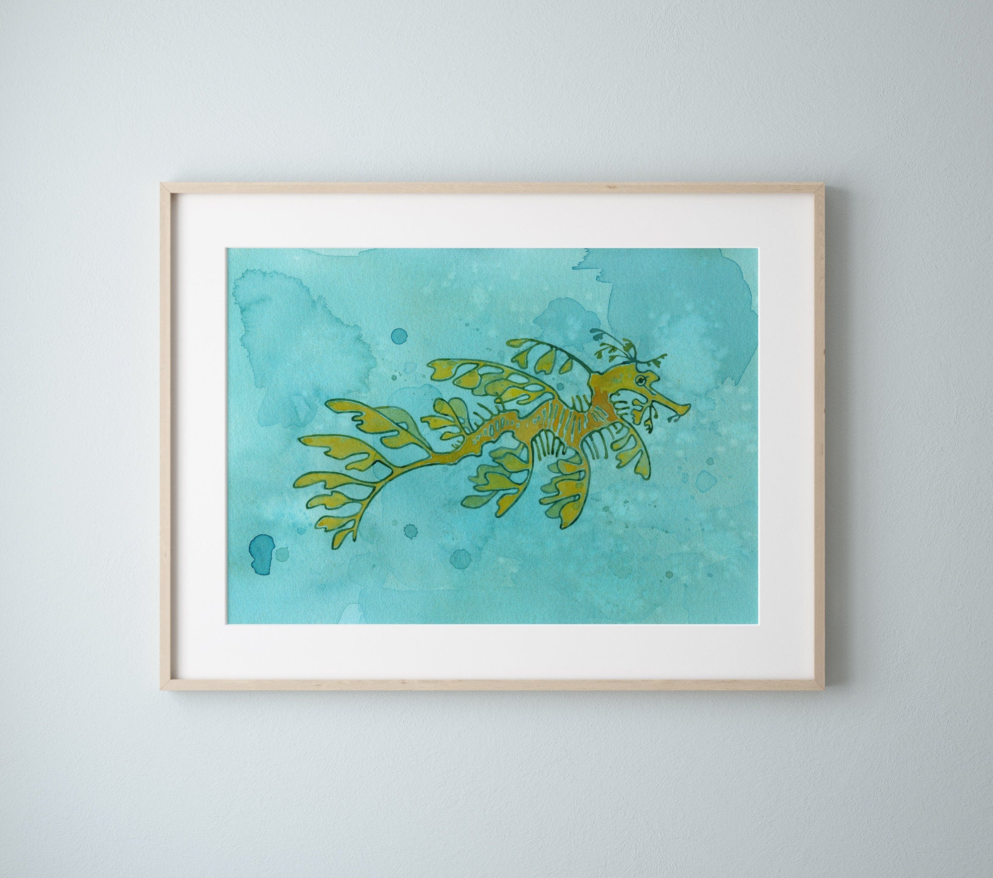 Leafy Sea Dragon Art Print Ocean Nursery Animal Watercolor Illustration