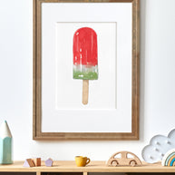 Watermelon Popsicle Watercolor Print