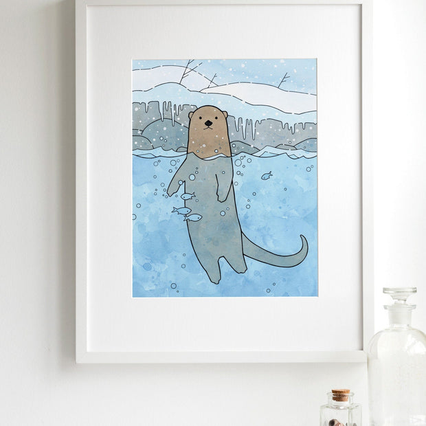 River Otter Swimming Print