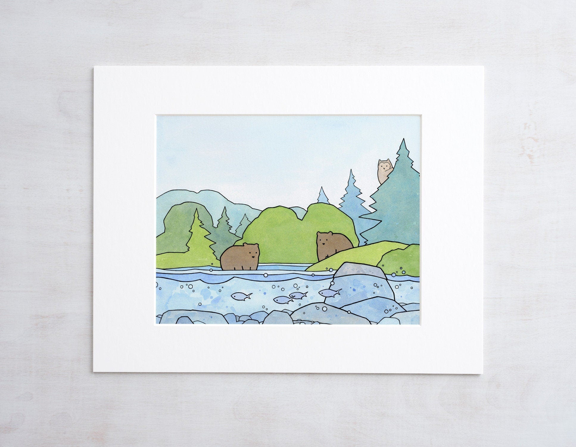 Bears and Owl Print
