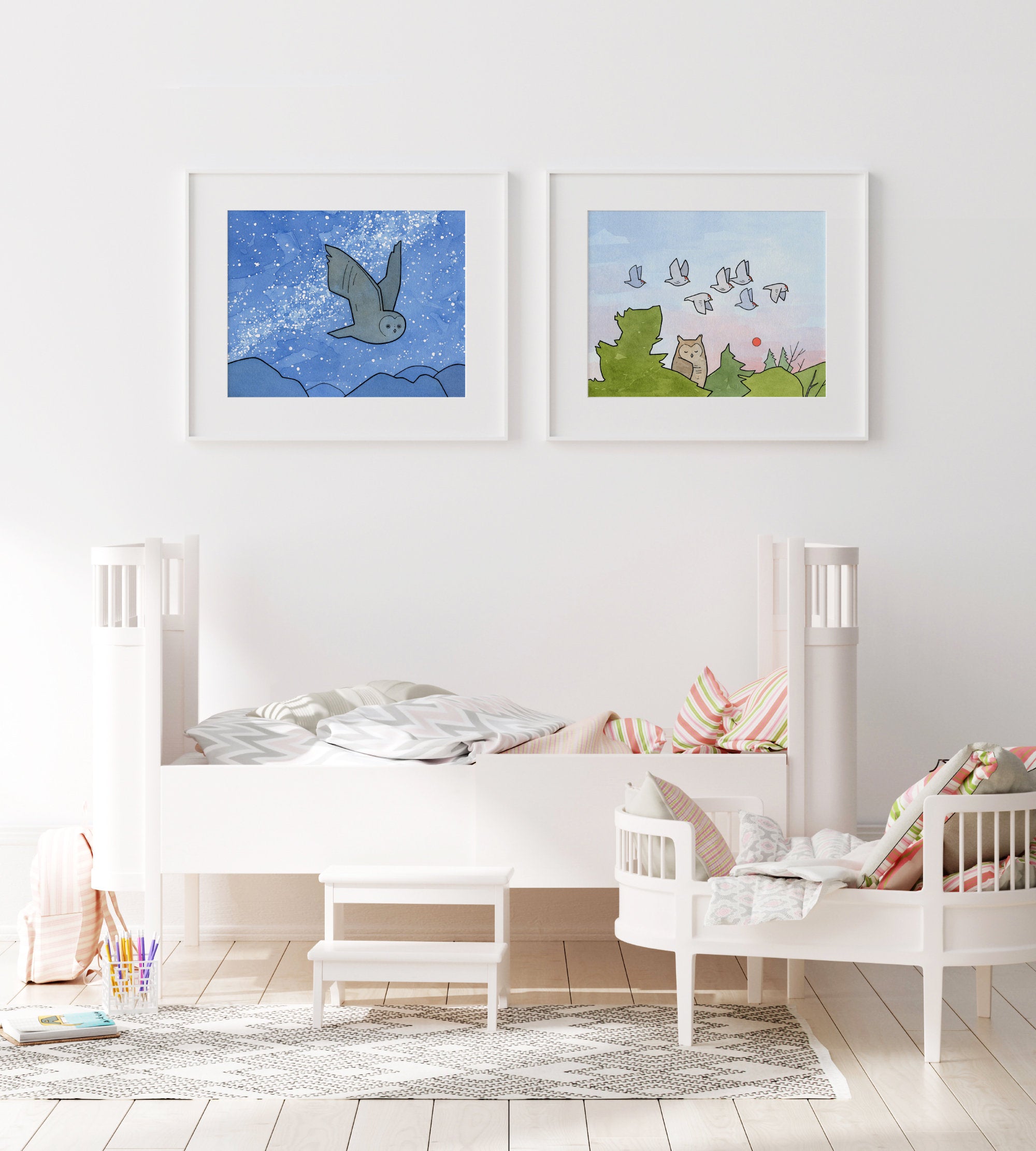 Flying Owl and Milky Way Print