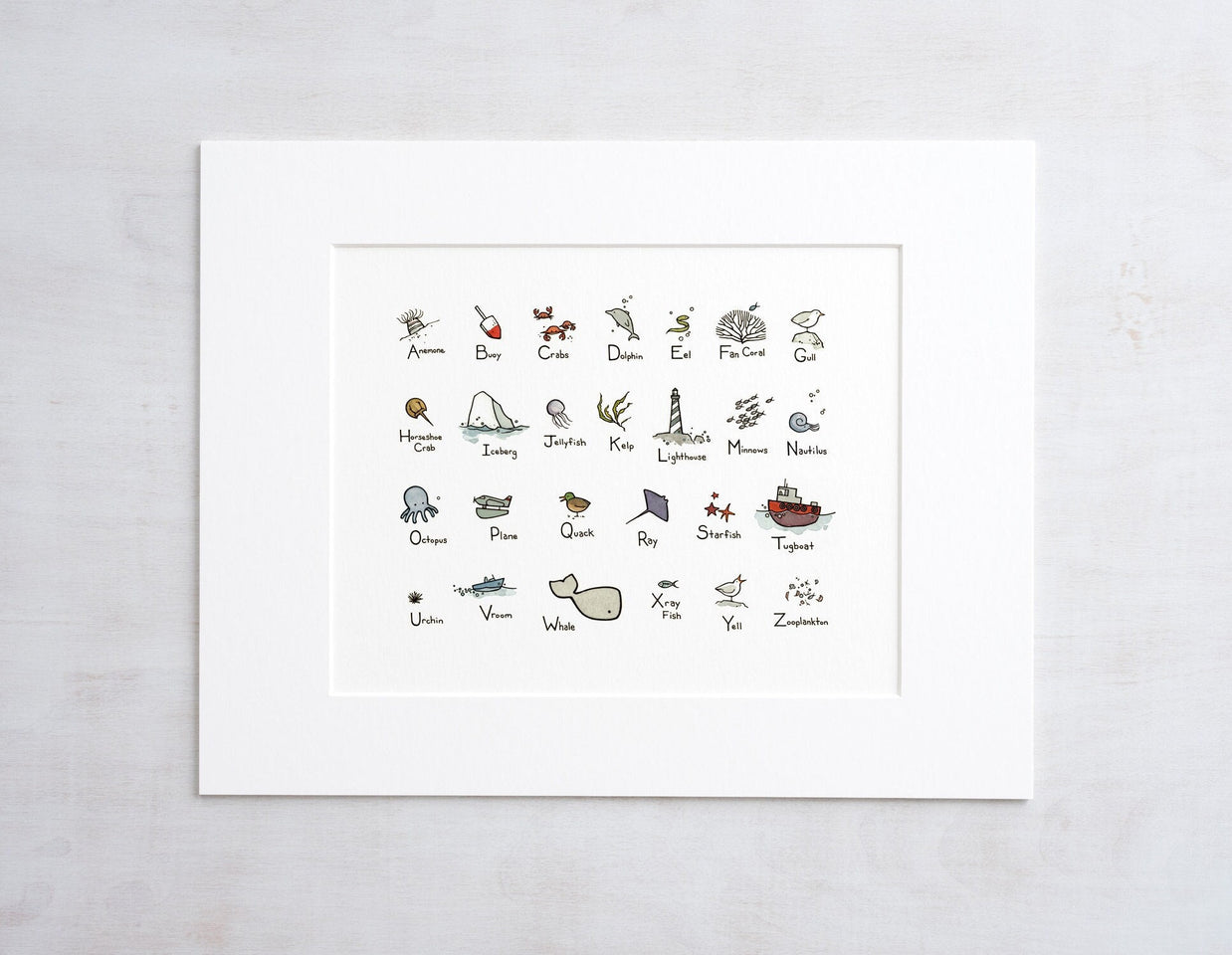 Ocean Alphabet Illustrated Print