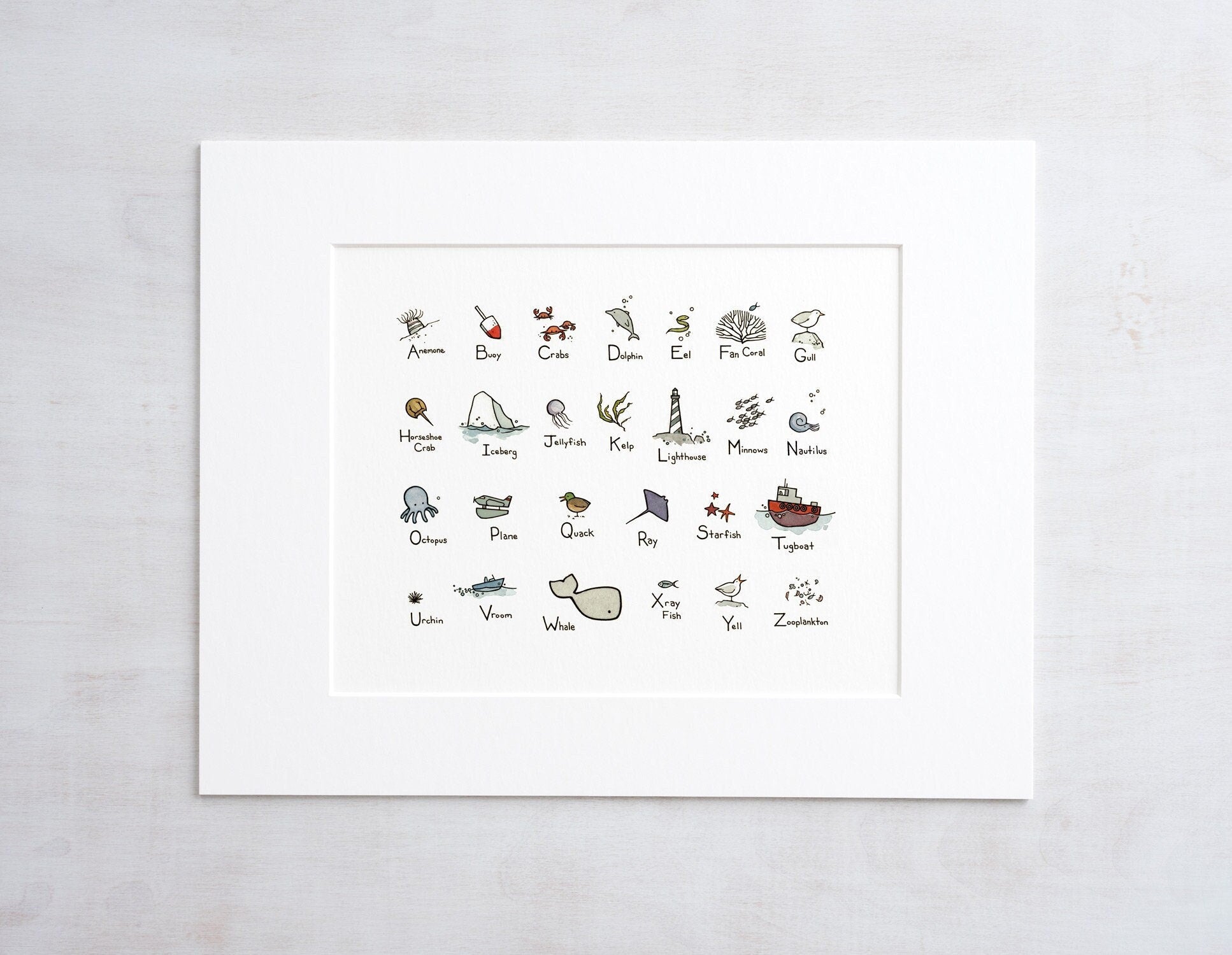 Ocean Alphabet Illustrated Print