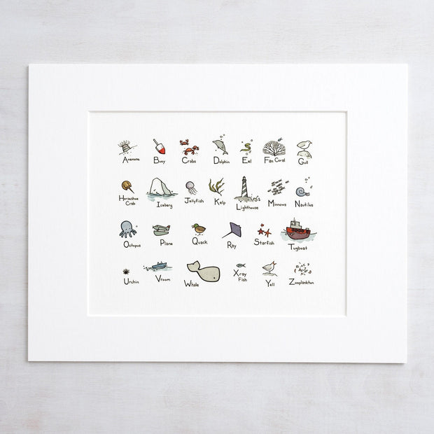 Ocean Alphabet Illustrated Print