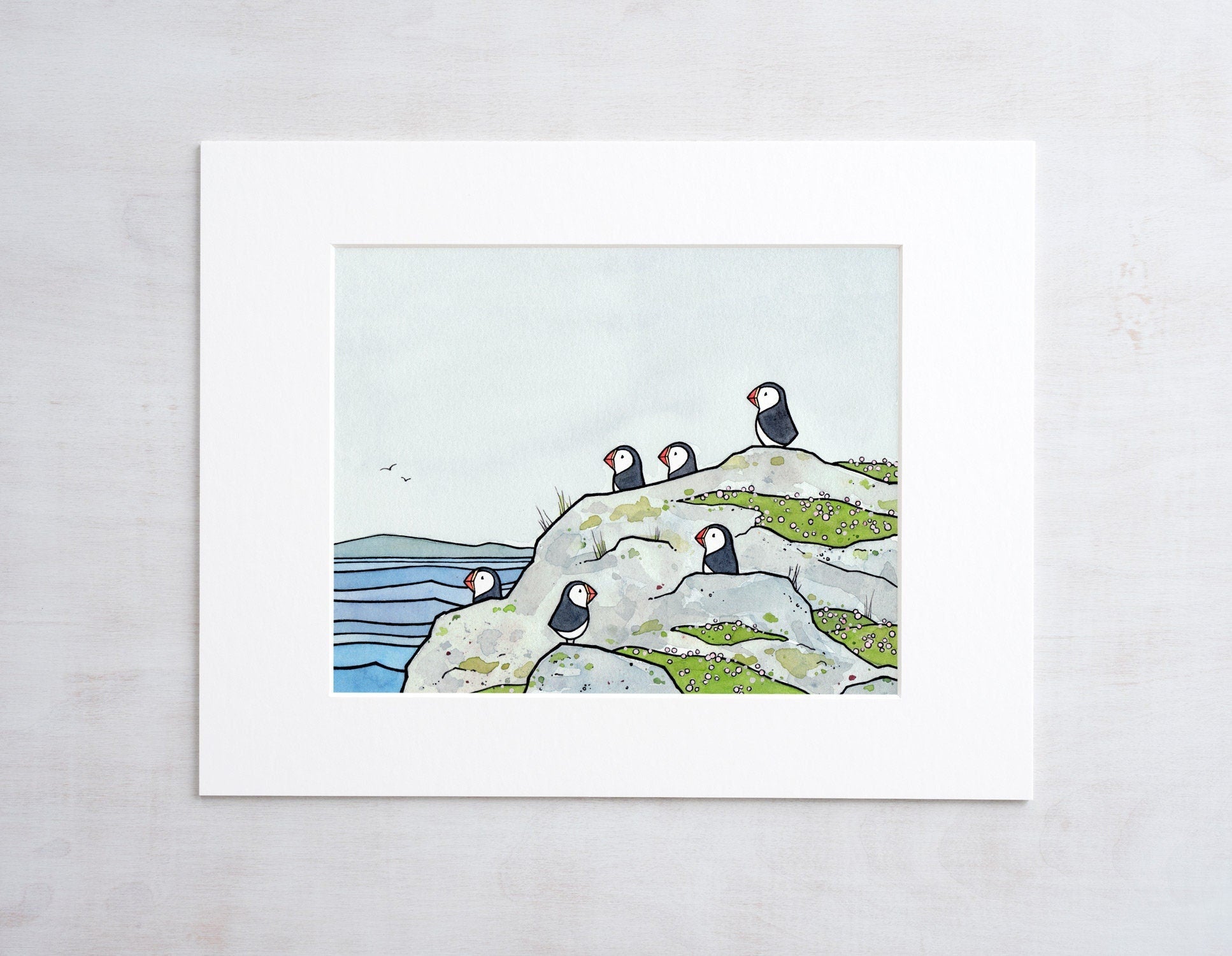Puffins and Sea Thrift Print
