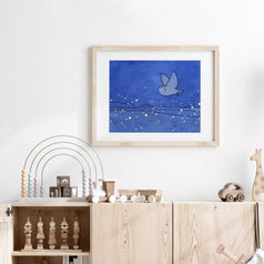 Owl and Fireflies Print