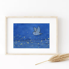 Owl and Fireflies Print