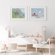 Snowy Owl & Red Sun Print