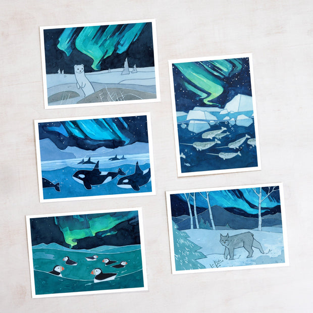 Northern Lights Animal Card Set II