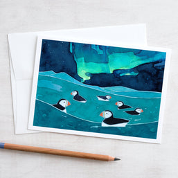 Puffins Northern Lights Card Set