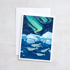 Narwhals and Northern Lights Card