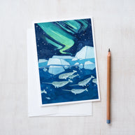 Narwhals and Northern Lights Card