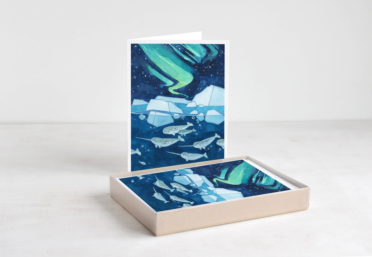 Narwhals Northern Lights Card Set