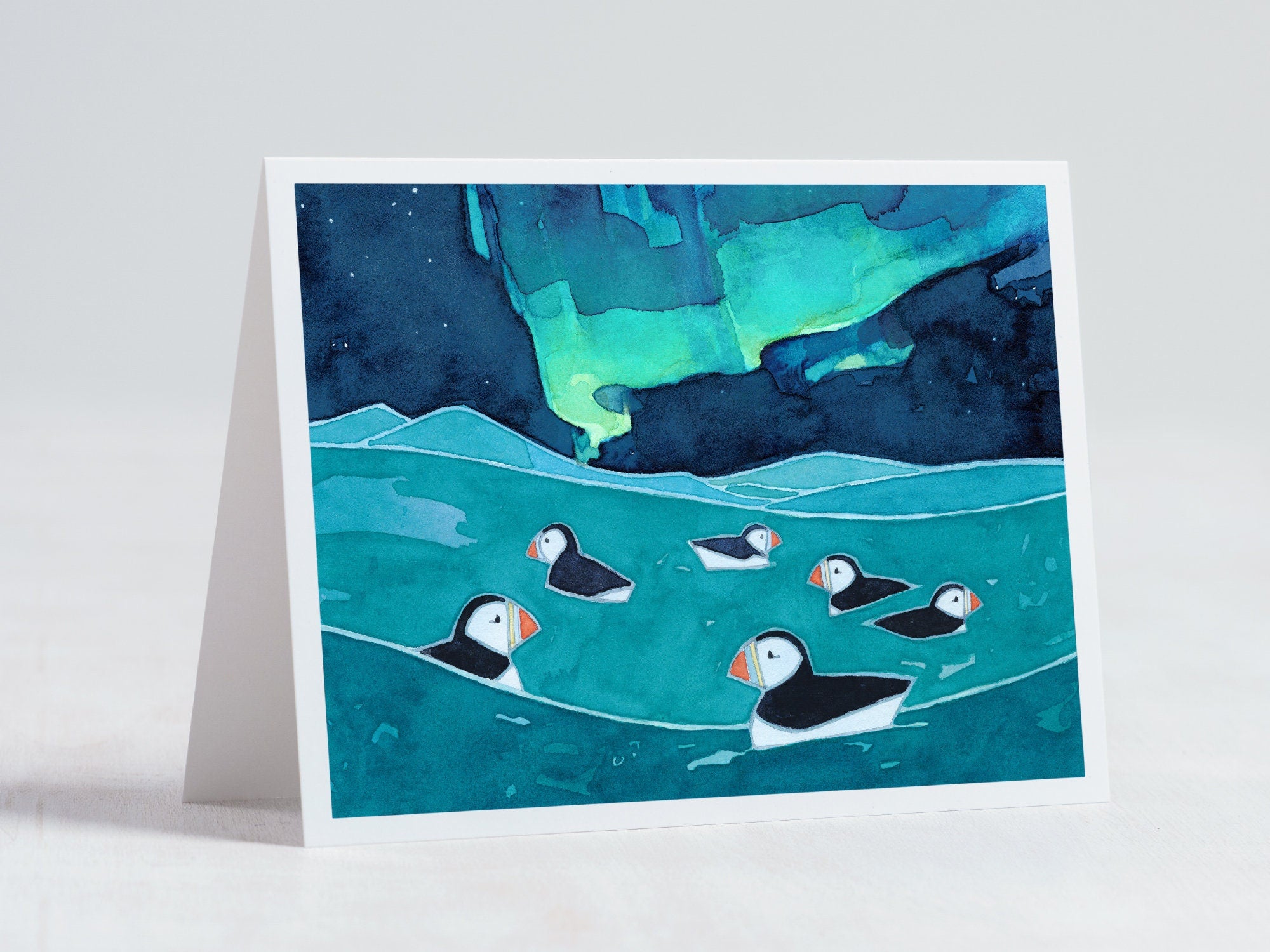 Puffins Northern Lights Card Set