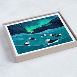 Puffins Northern Lights Card Set