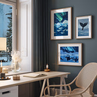 Narwhals Northern Lights Print