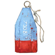 Lobster Buoy Watercolor Painting Blue and Red Nautical Print
