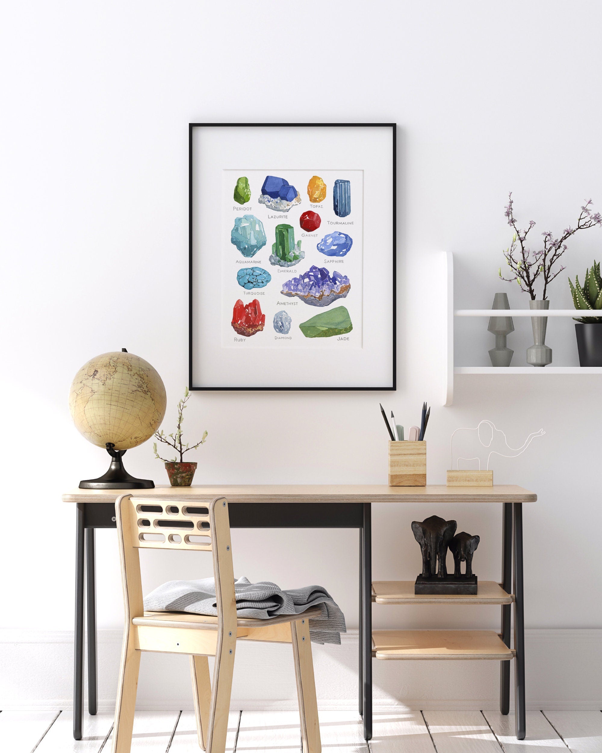 Gemstones Watercolor Print