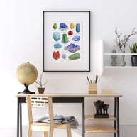 Gemstones Watercolor Print