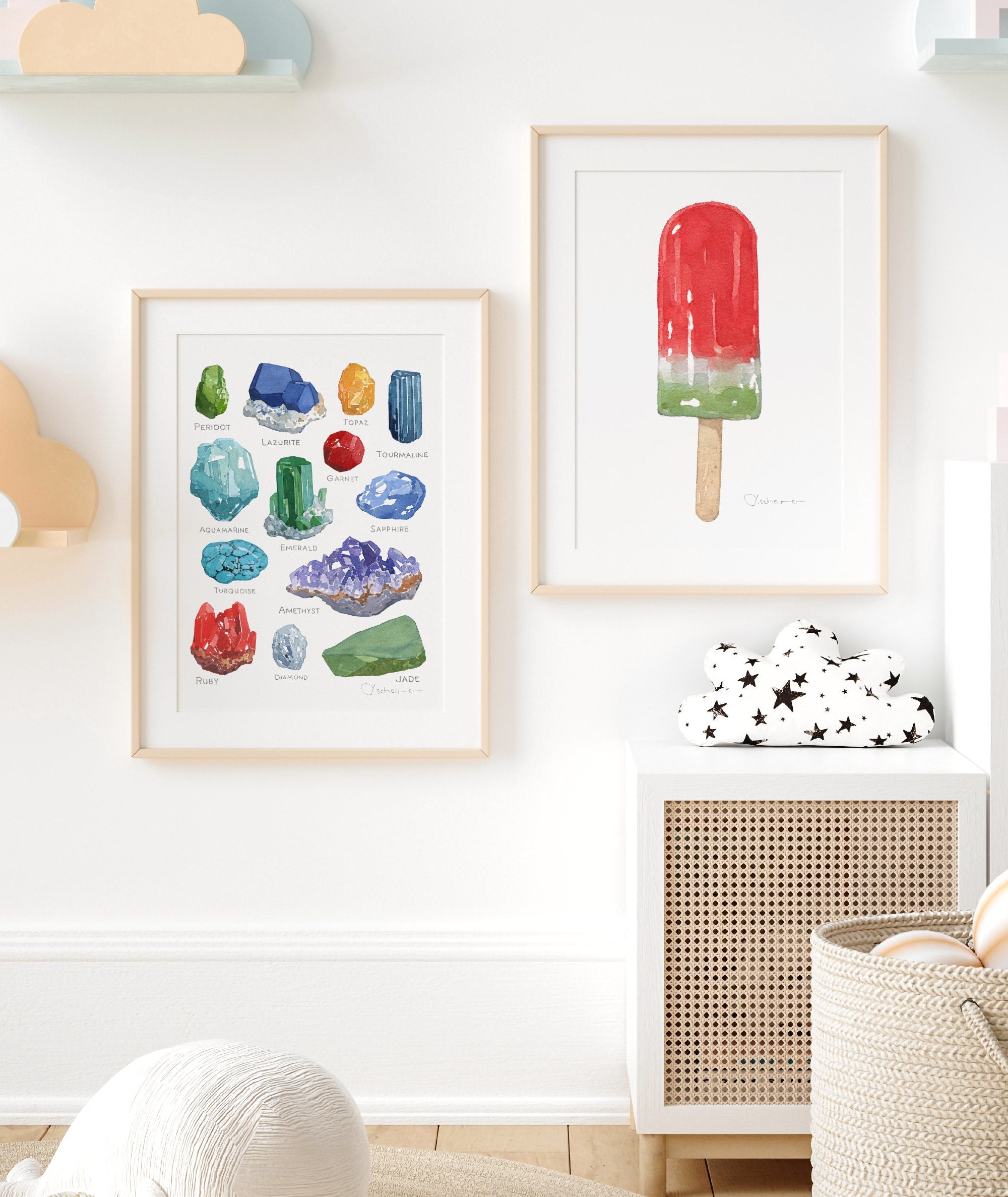 Gemstones Watercolor Print