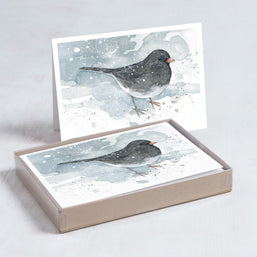 Junco Watercolor Christmas Card Set: Winter Bird Stationery
