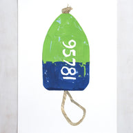 Large Lobster Buoy Nautical Print Green and Navy