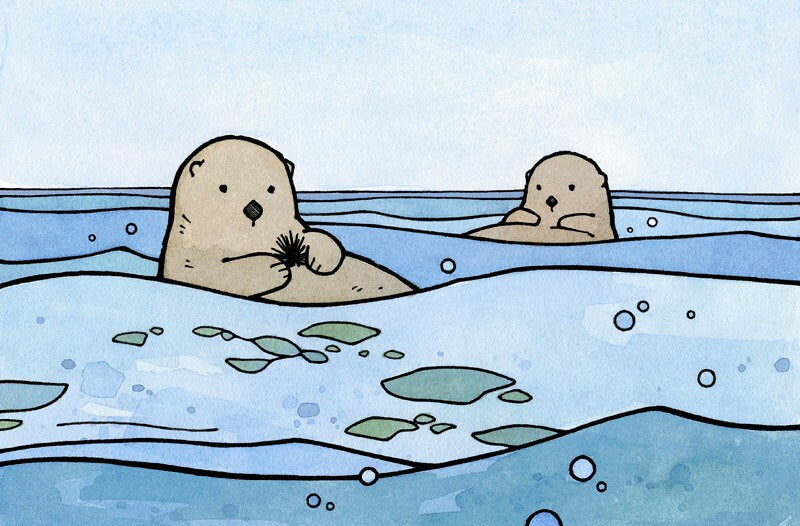 Sea Otters Print