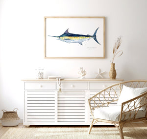 Blue Marlin Watercolor Print