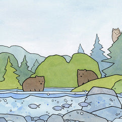 Bears and Owl Print