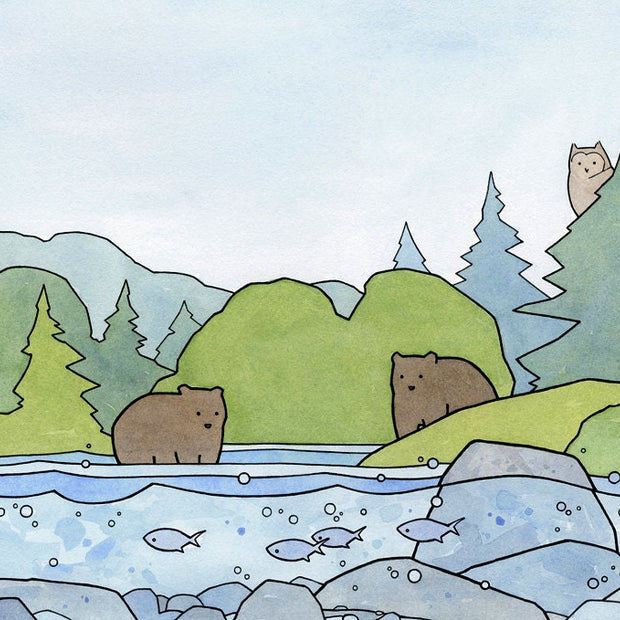 Bears and Owl Print
