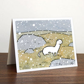 White Weasel in Snow Card