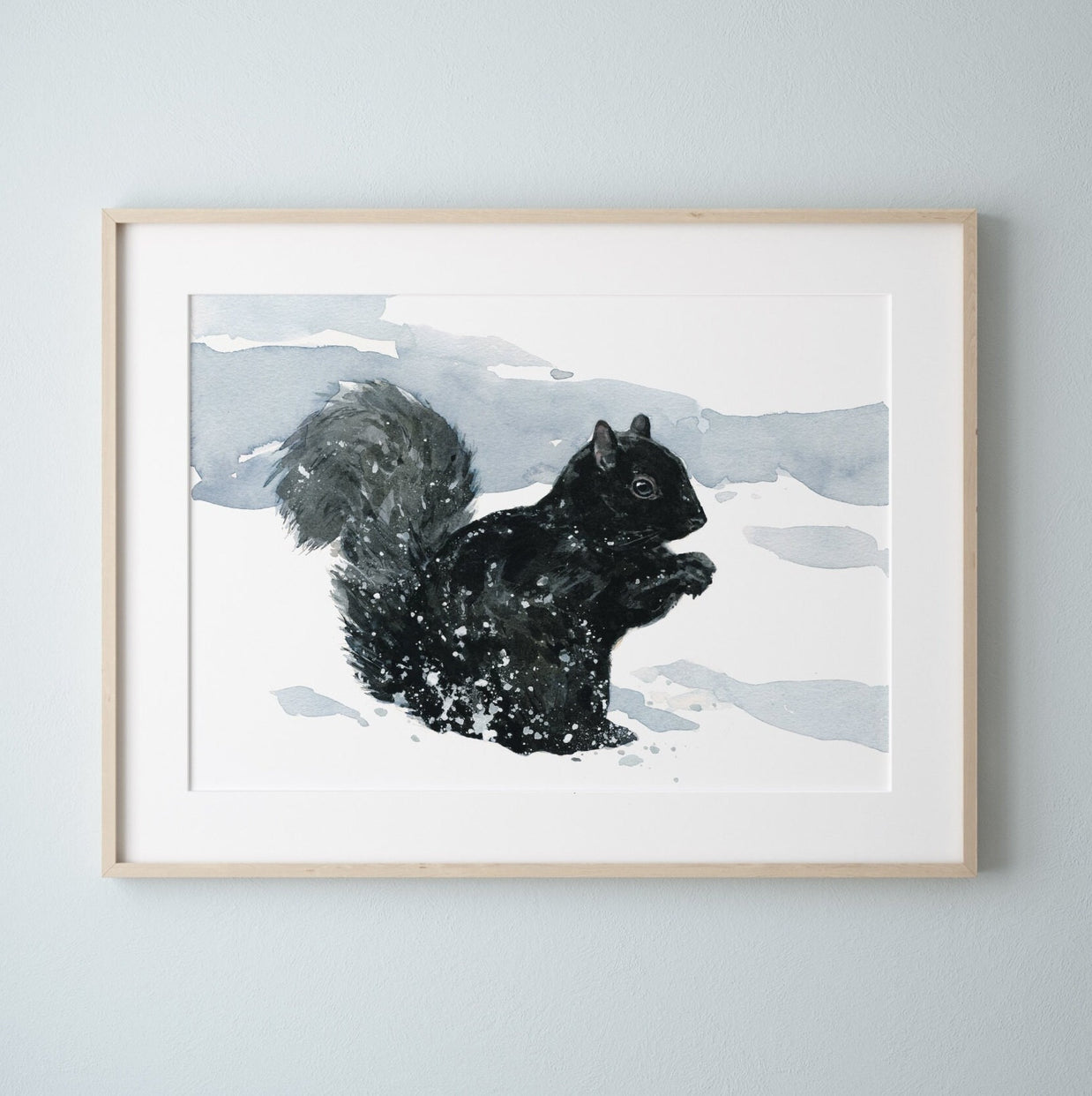 Black Squirrel in Snow Print