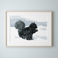 Black Squirrel in Snow Print
