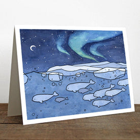 Belugas Arctic Northern Lights Holiday Card Set