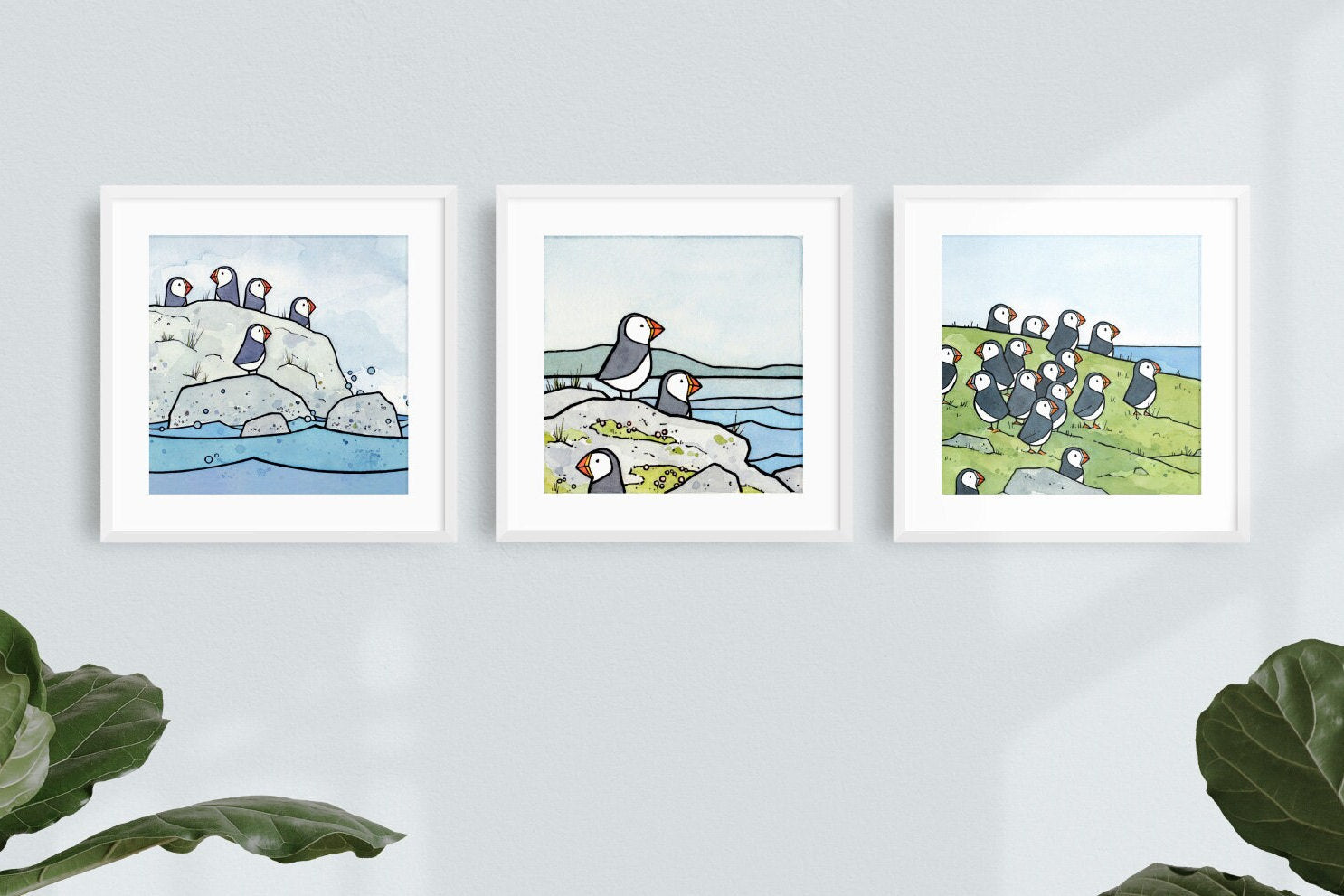 Puffins Illustration Three 5x5
